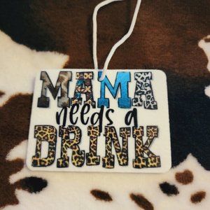 Mama Needs A Drink Animal Print Unscented Car Air Freshener 5 Pack